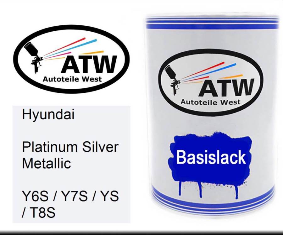 Hyundai, Platinum Silver Metallic, Y6S / Y7S / YS / T8S: 500ml Lackdose, von ATW Autoteile West.